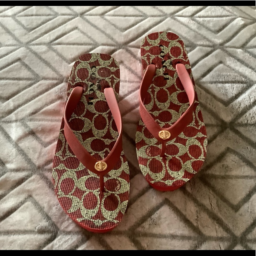 Red Coach wedge sandals